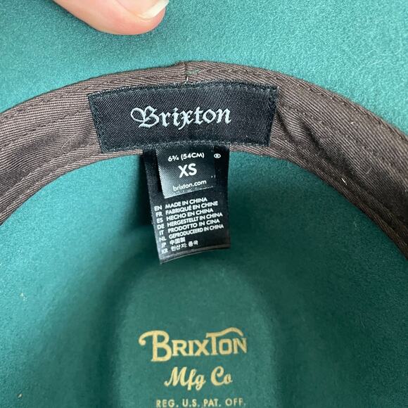 Brixton Wesley Wool Fedora Hat Forest Green Rodeo Cowgirl Leather Trim Classic - Picture 4 of 7